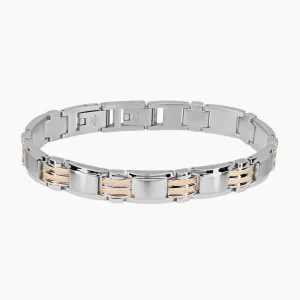 Italgem Stainless Steel and Rose Gold Link Bracelet
