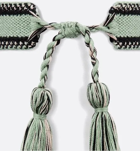J'Adior Bracelet Set • Pastel Peyote Green and Beige Embroidery with Matte Gold-Finish Metal