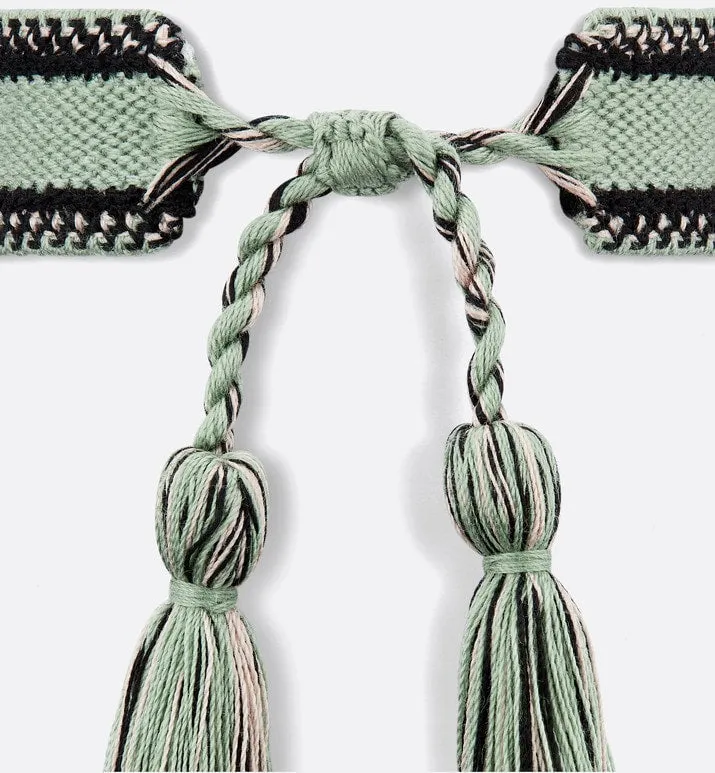 J'Adior Bracelet Set • Pastel Peyote Green and Beige Embroidery with Matte Gold-Finish Metal