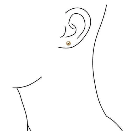 JewelMore 14-Karat Solid Gold Ball Stud Earrings 6MM