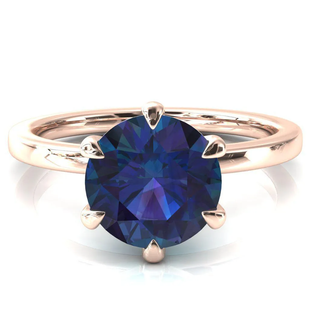 Julianne Round Alexandrite Solitaire 6 Prong Ring
