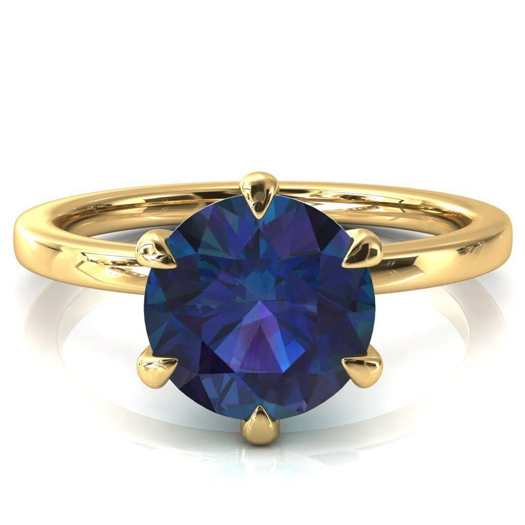 Julianne Round Alexandrite Solitaire 6 Prong Ring