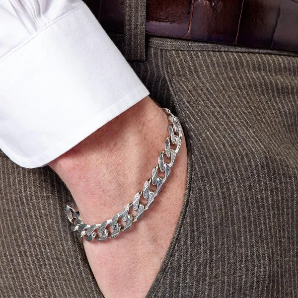 Konstantino Men's Sterling Silver Flat Link Bracelet