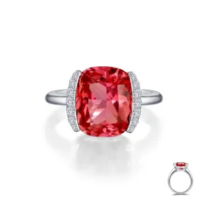Lafonn Sterling Silver Fancy Lab Grown Padparadscha Sapphire and Simulated Diamond Ring