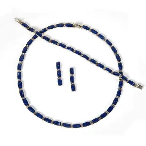 Lapis Lazuli Awaq Necklace Set | Handcrafted Jewelry Set | Crafted in Santiago
