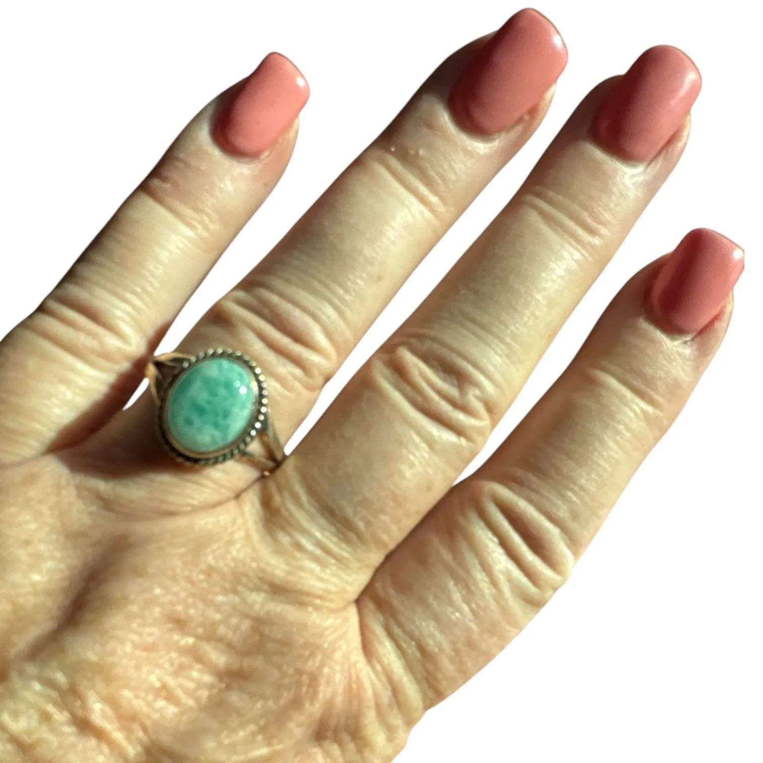 Larimar Solid 925 Sterling Silver Ring 9