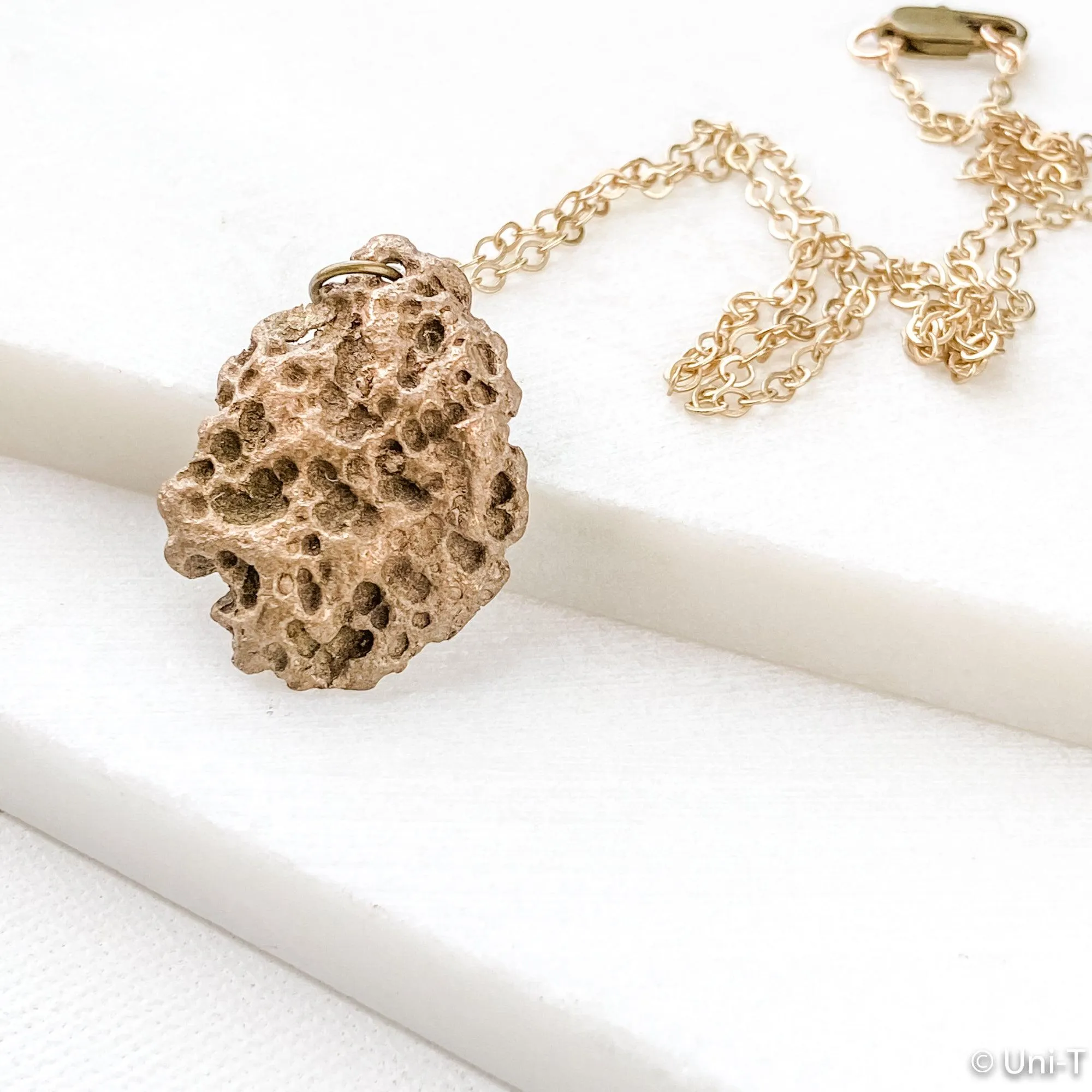 Lava Impression Precious Metal Clay Bronze Necklaces