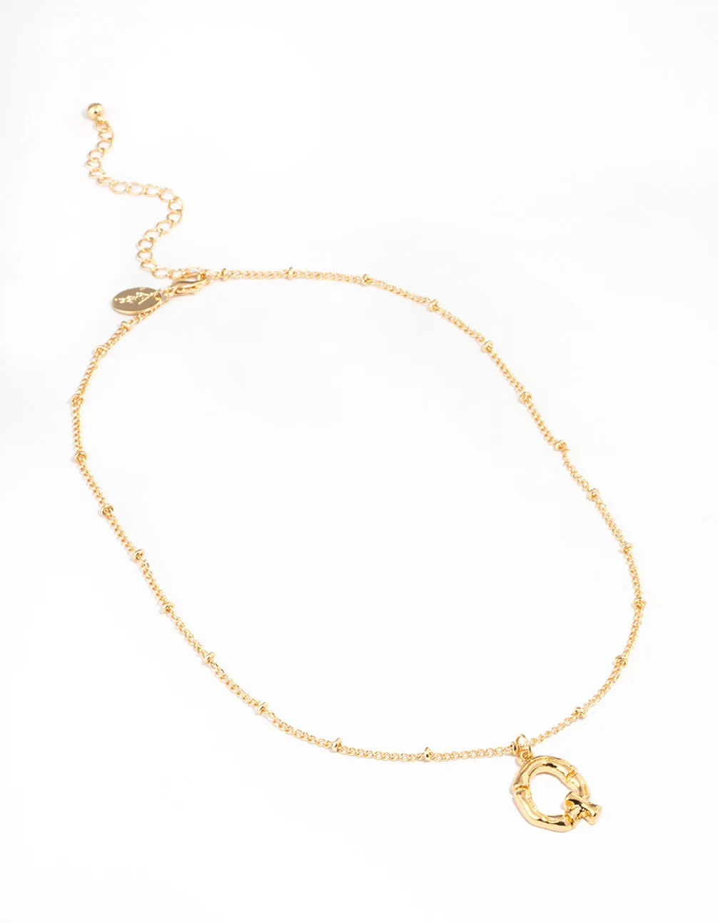 Letter 'Q' Gold Plated Bamboo Initial Necklace