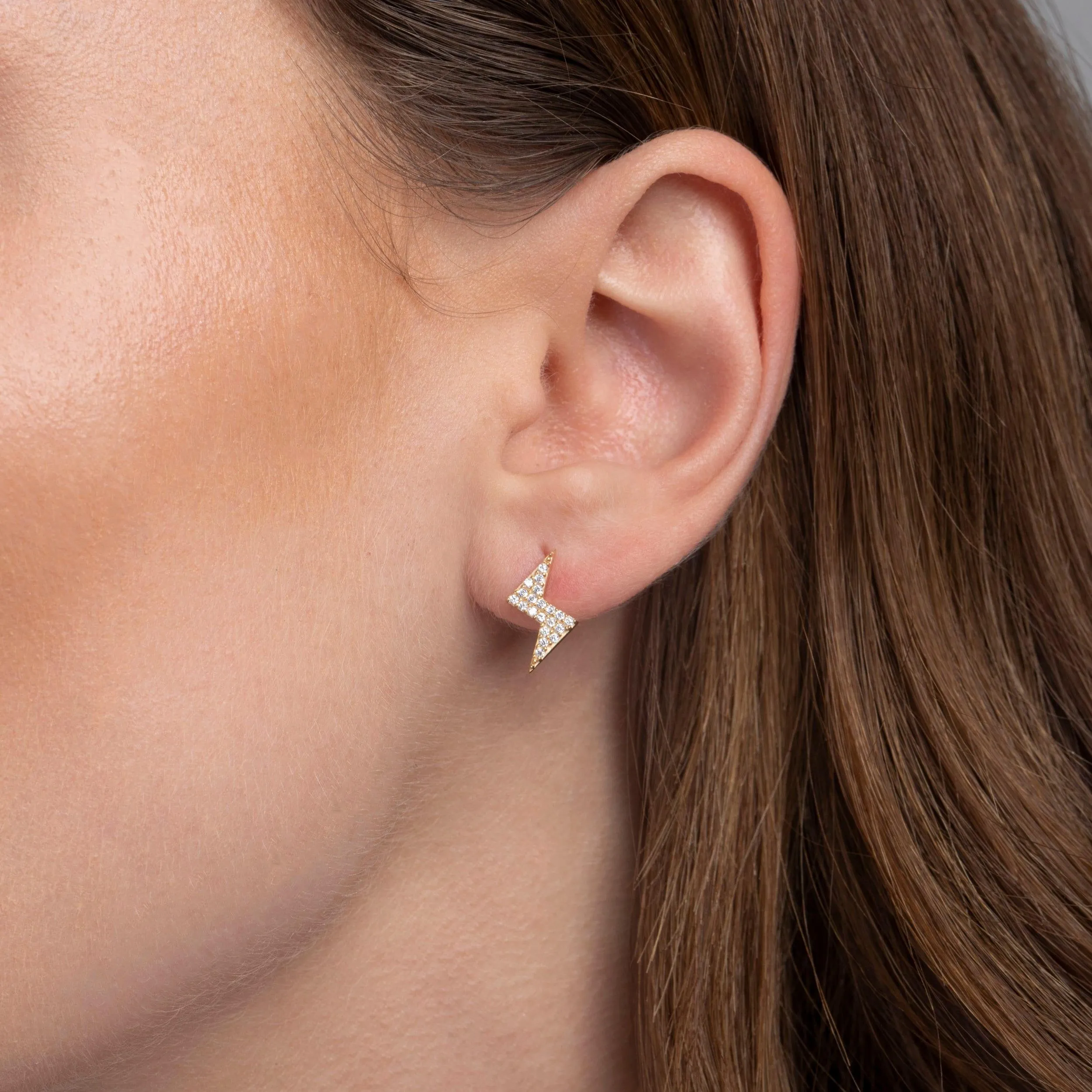 Lightning Bolt Stud Earrings - 18K Gold Vermeil