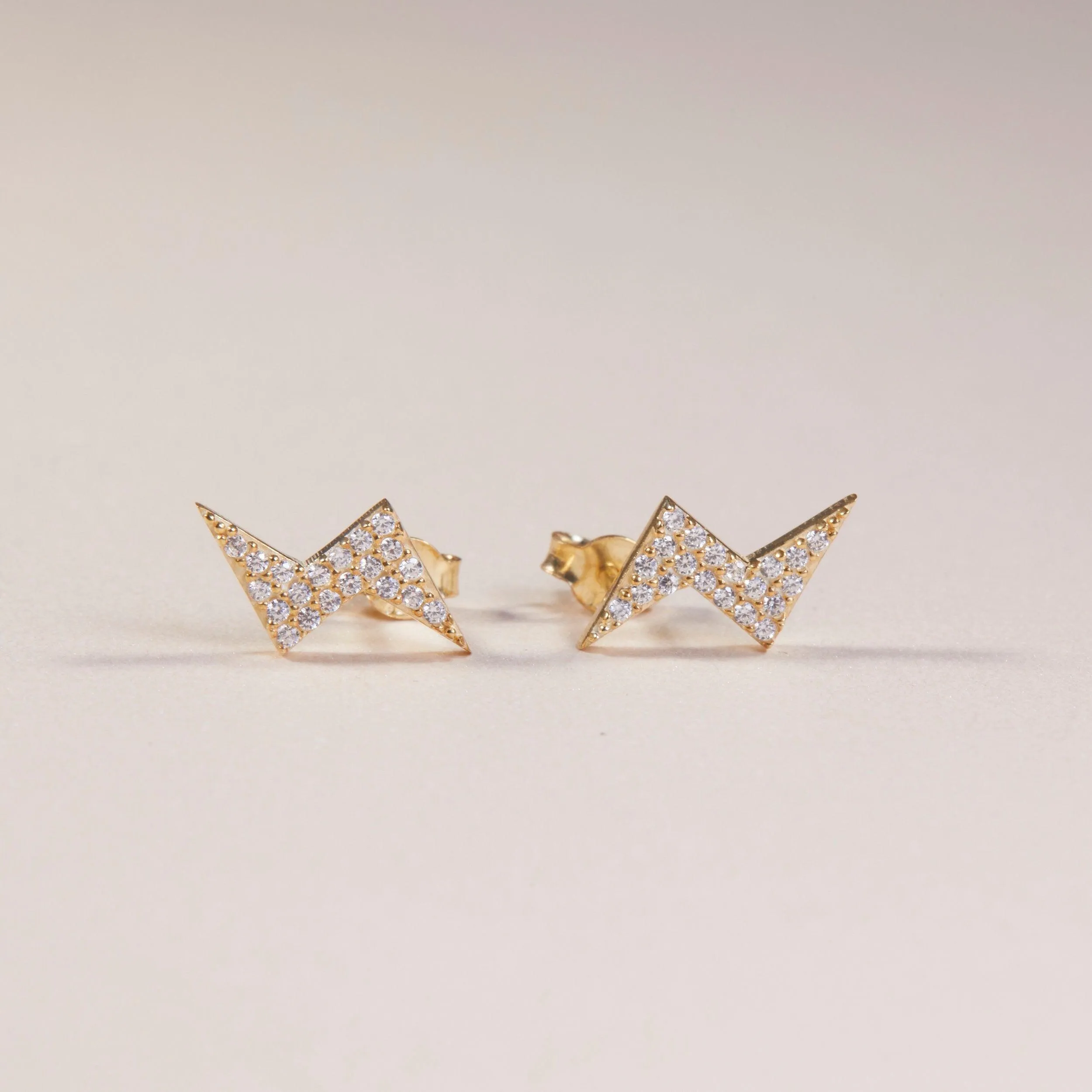 Lightning Bolt Stud Earrings - 18K Gold Vermeil