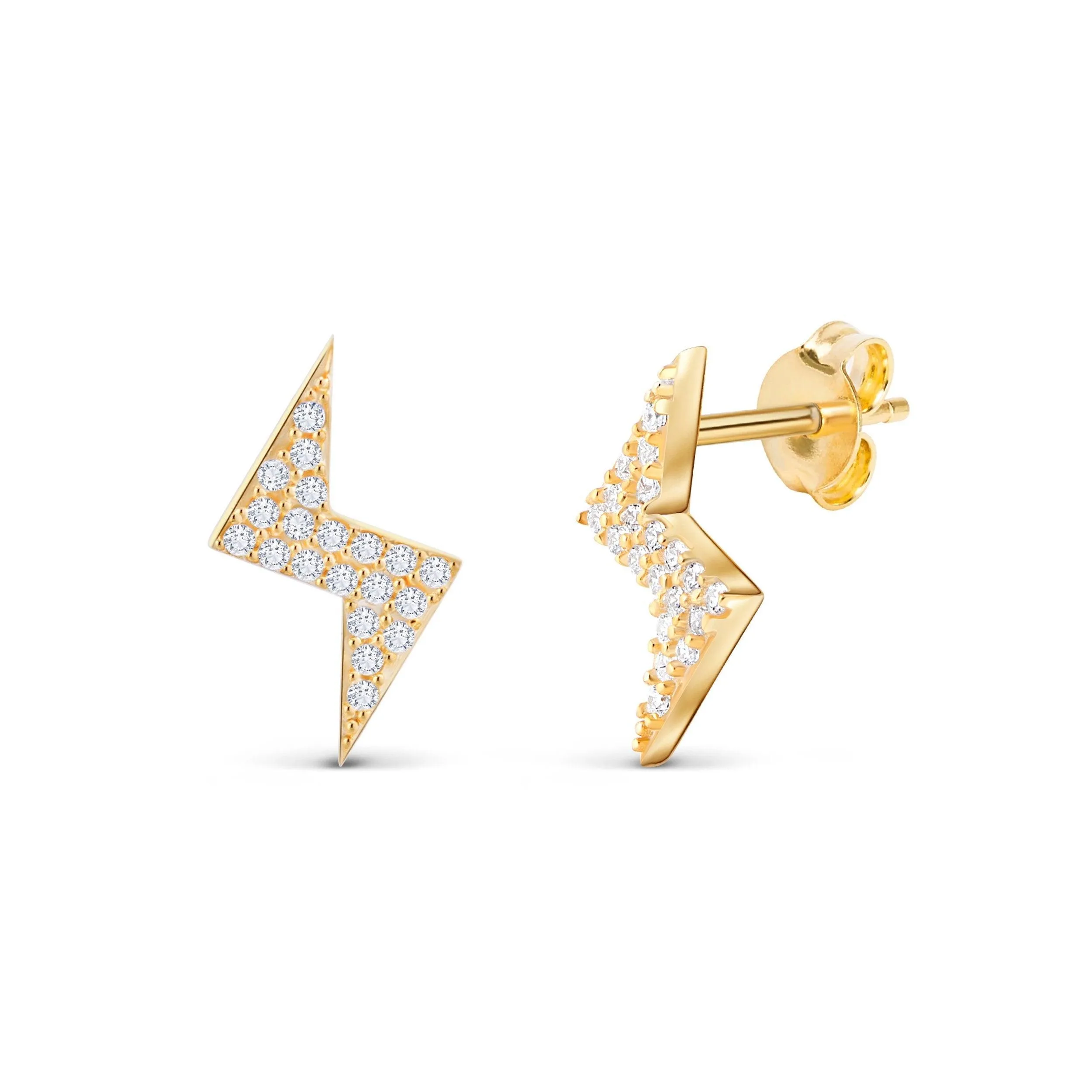 Lightning Bolt Stud Earrings - 18K Gold Vermeil