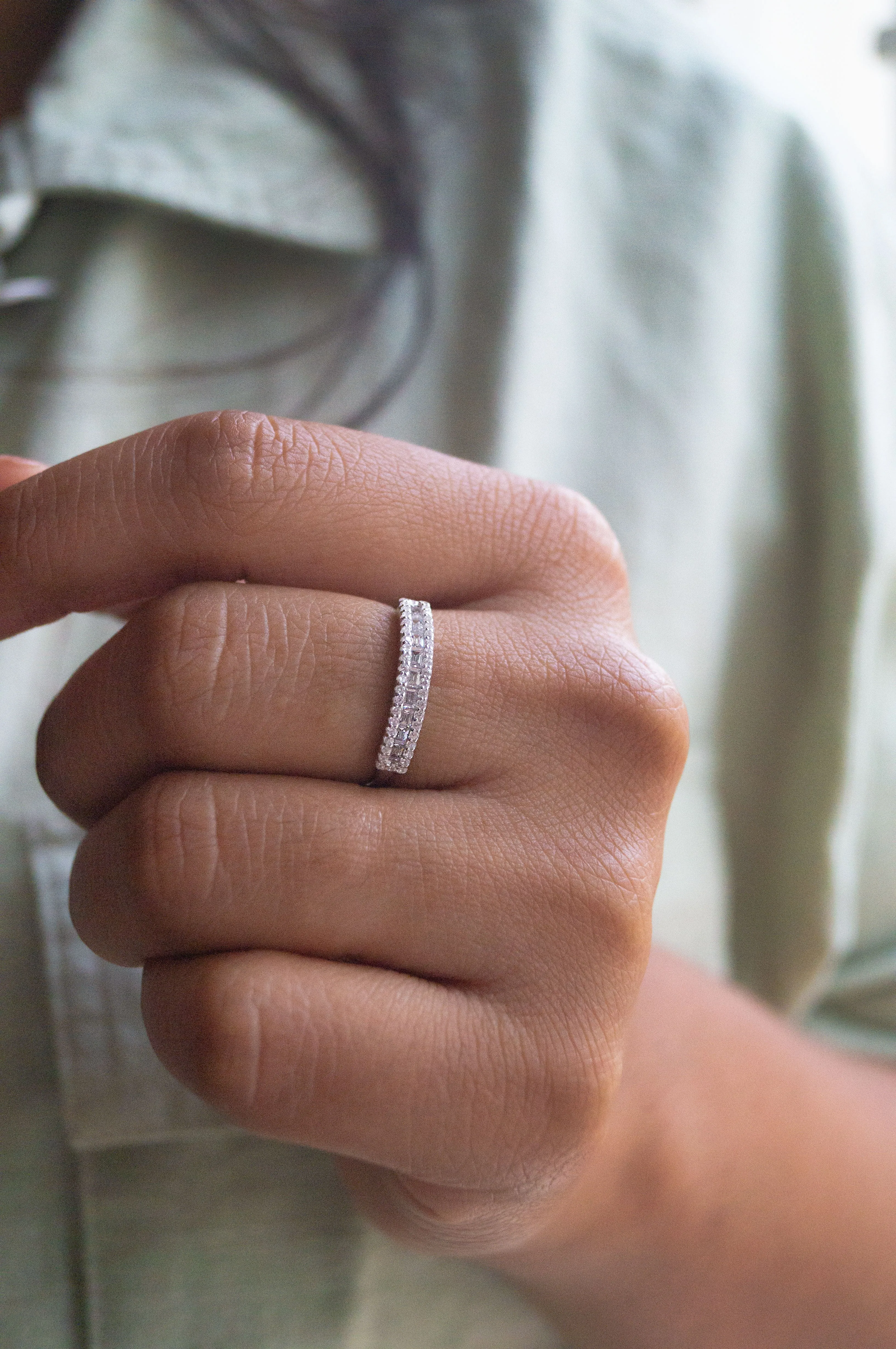Linear Glam Sterling Silver Band Ring