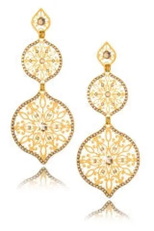 LK DESIGNS BELL Gold Crystal Earrings