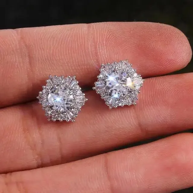 Luxurious 925 Sterling Silver Pink Drop Stud Earings For Women And Girls Sparkling Jewelry Gift For Ladies
