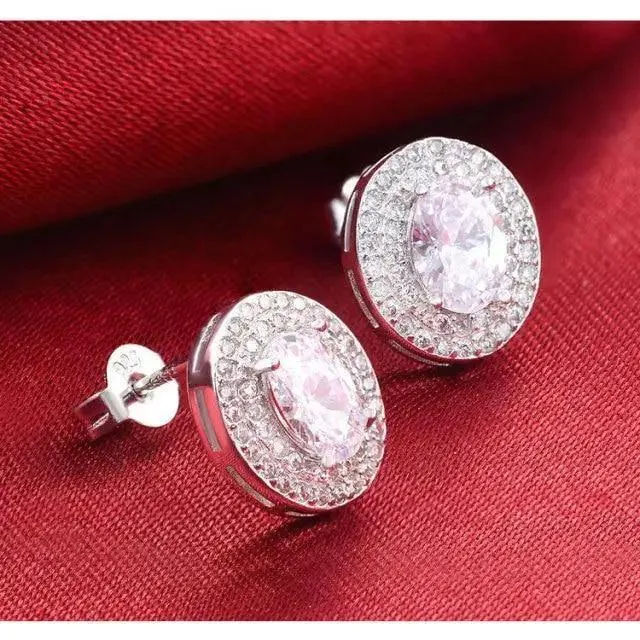 Luxurious 925 Sterling Silver Pink Drop Stud Earings For Women And Girls Sparkling Jewelry Gift For Ladies
