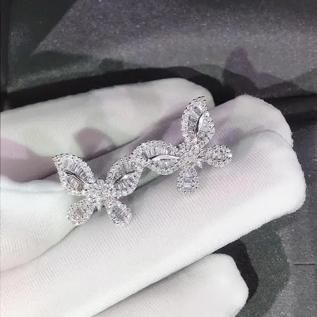 Luxurious 925 Sterling Silver Pink Drop Stud Earings For Women And Girls Sparkling Jewelry Gift For Ladies