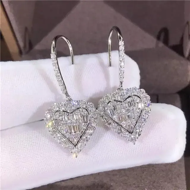 Luxurious 925 Sterling Silver Pink Drop Stud Earings For Women And Girls Sparkling Jewelry Gift For Ladies