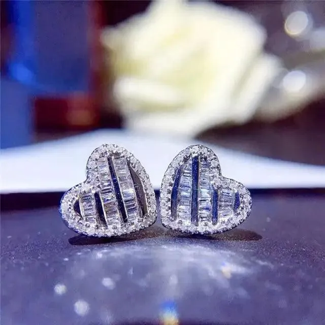 Luxurious 925 Sterling Silver Pink Drop Stud Earings For Women And Girls Sparkling Jewelry Gift For Ladies