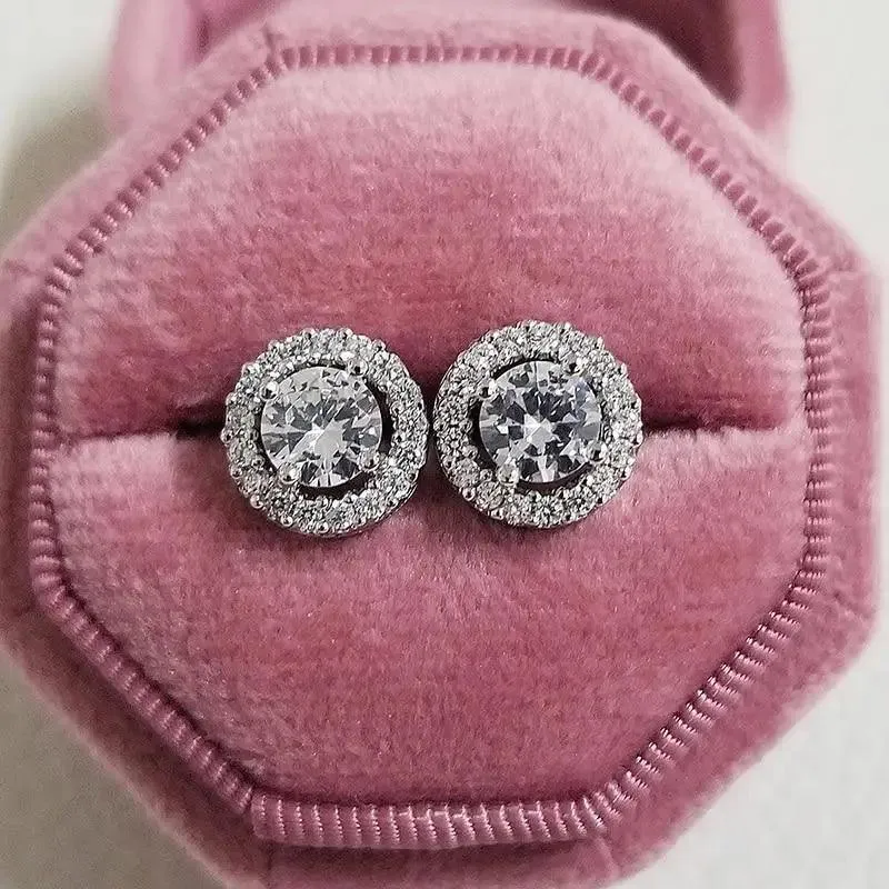 Luxurious 925 Sterling Silver Pink Drop Stud Earings For Women And Girls Sparkling Jewelry Gift For Ladies