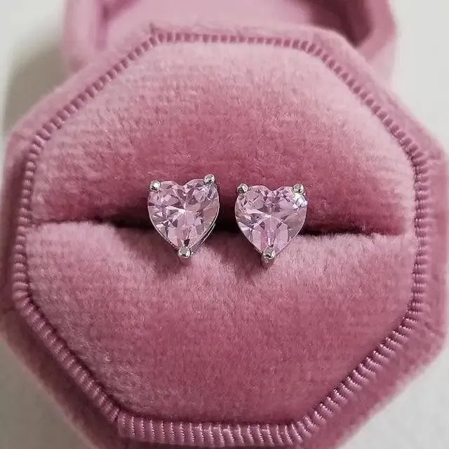 Luxurious 925 Sterling Silver Pink Drop Stud Earings For Women And Girls Sparkling Jewelry Gift For Ladies