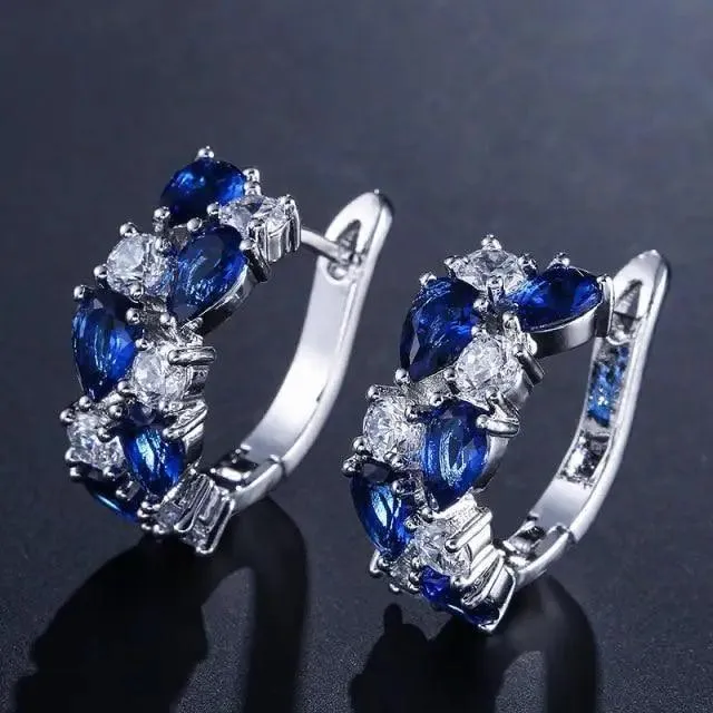 Luxurious 925 Sterling Silver Pink Drop Stud Earings For Women And Girls Sparkling Jewelry Gift For Ladies