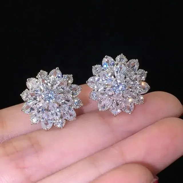 Luxurious 925 Sterling Silver Pink Drop Stud Earings For Women And Girls Sparkling Jewelry Gift For Ladies