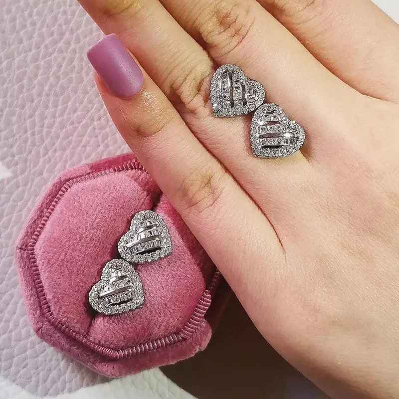 Luxurious 925 Sterling Silver Pink Drop Stud Earings For Women And Girls Sparkling Jewelry Gift For Ladies