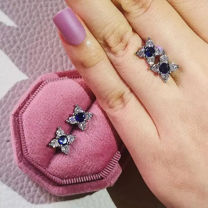 Luxurious 925 Sterling Silver Pink Drop Stud Earings For Women And Girls Sparkling Jewelry Gift For Ladies