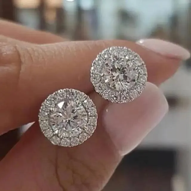 Luxurious 925 Sterling Silver Pink Drop Stud Earings For Women And Girls Sparkling Jewelry Gift For Ladies