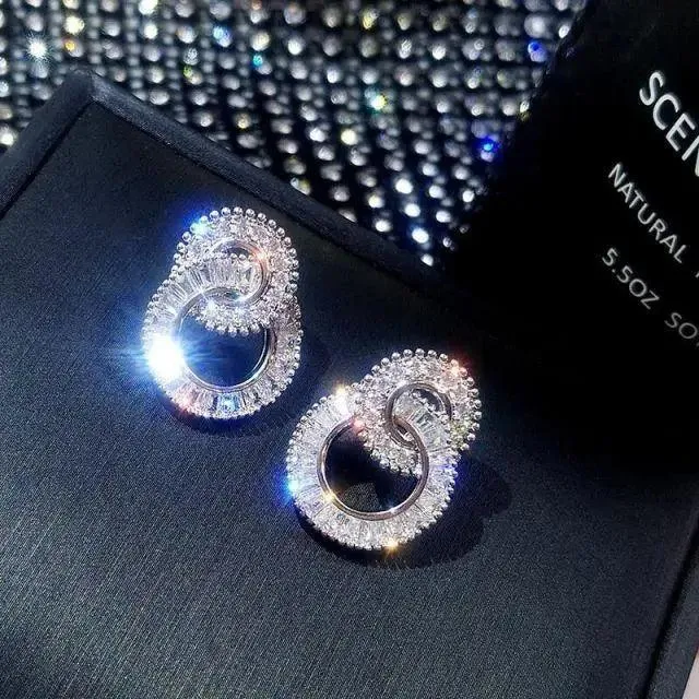 Luxurious 925 Sterling Silver Pink Drop Stud Earings For Women And Girls Sparkling Jewelry Gift For Ladies