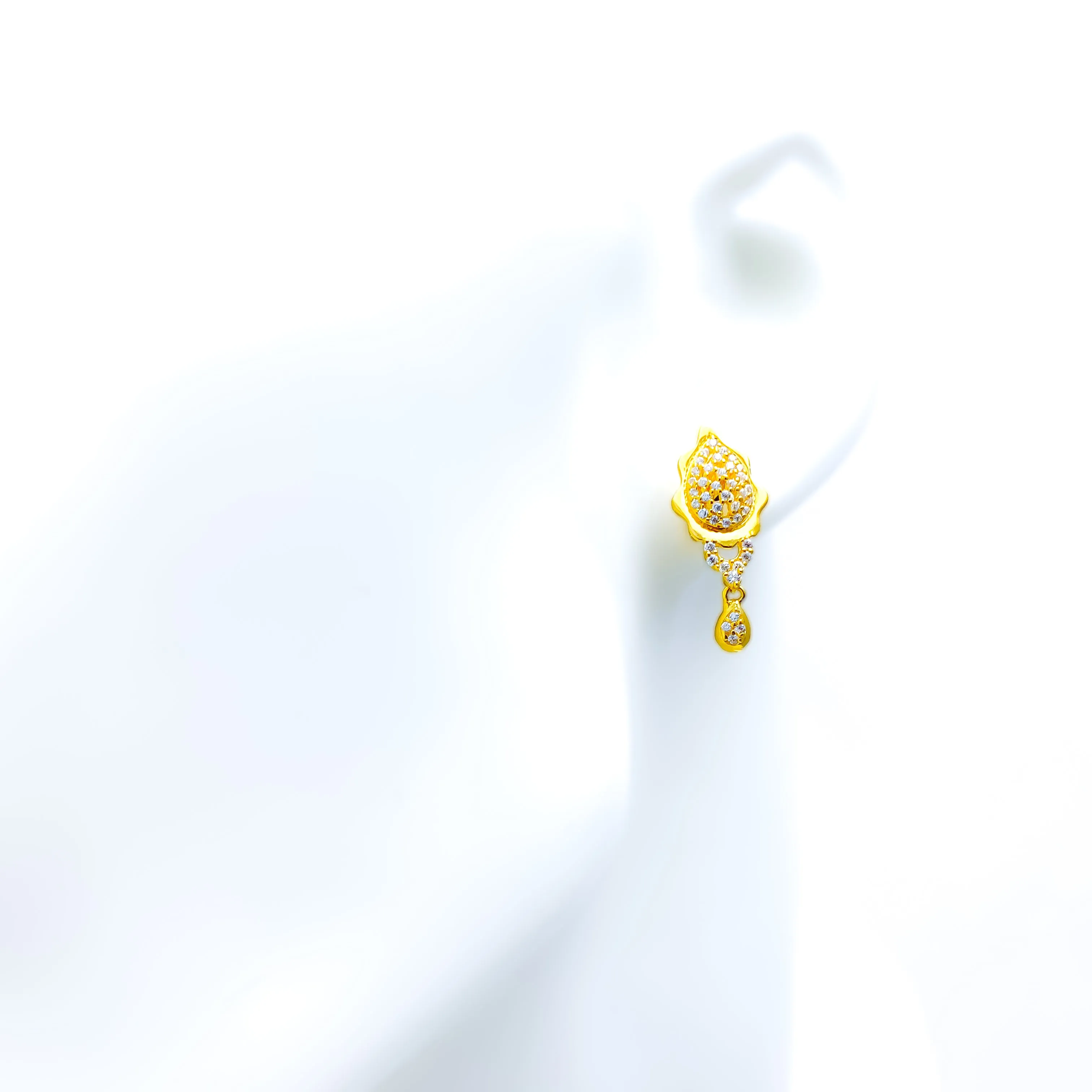 Luxurious Alluring 22k Gold CZ Hanging Earrings