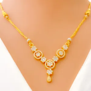 Luxurious Alluring 22k Gold Modish Floral CZ Necklace Set