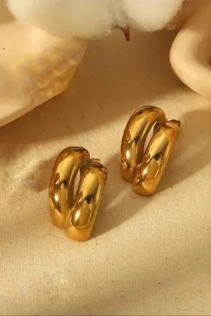 Luxurious Interlocked Double Hoop Earrings - Fluffy