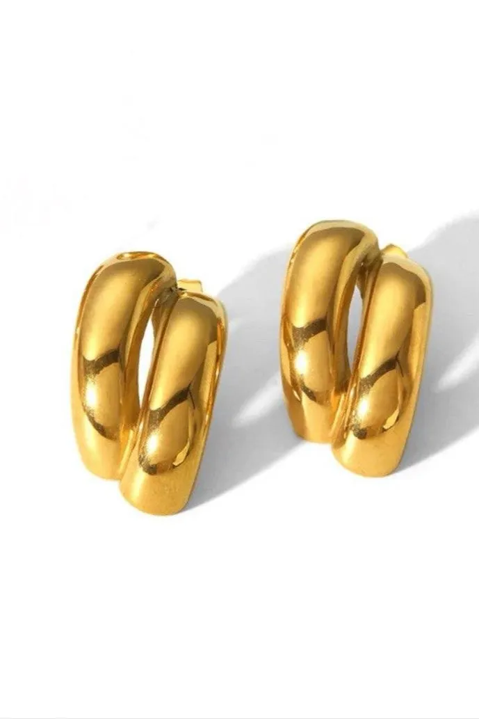 Luxurious Interlocked Double Hoop Earrings - Fluffy