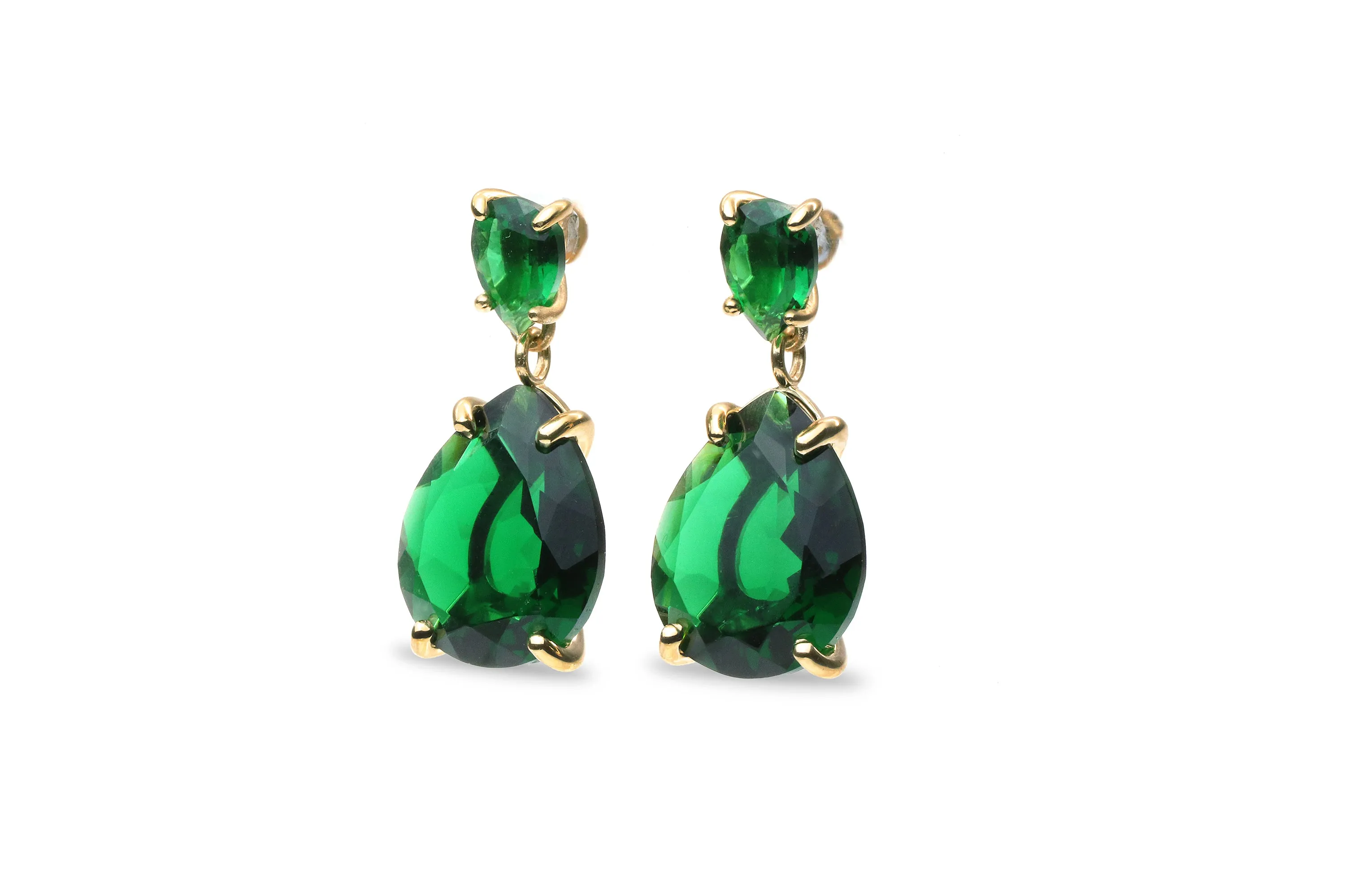 Luxurious Sterling Silver Emerald Earrings