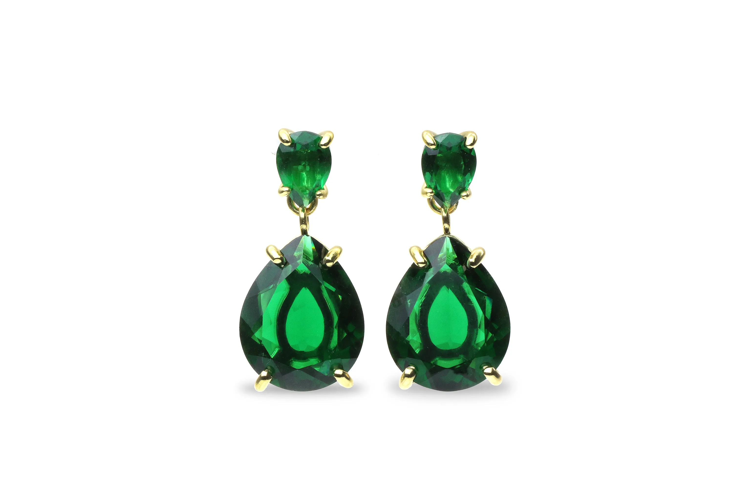 Luxurious Sterling Silver Emerald Earrings