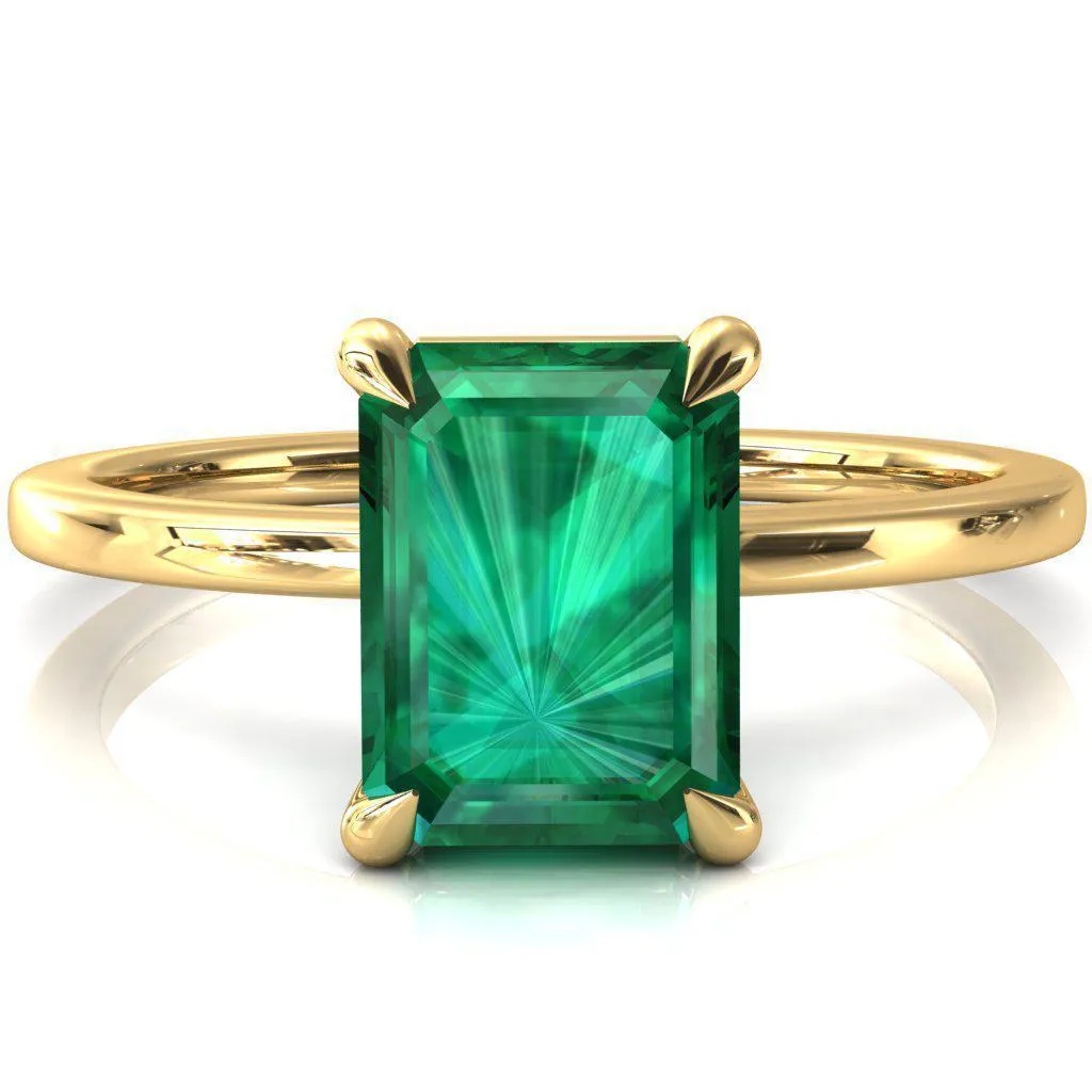 Lyla Emerald Emerald 4 Claw Prong Single Rail Solitaire Ring