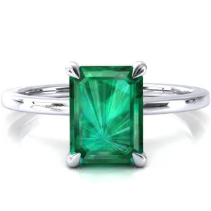 Lyla Emerald Emerald 4 Claw Prong Single Rail Solitaire Ring
