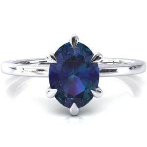 Lyla Oval Alexandrite 6 Claw Prong Single Rail Solitaire Ring