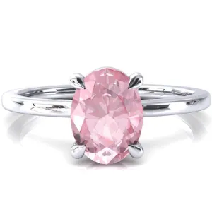 Lyla Oval Pink Sapphire 4 Claw Prong Single Rail Solitaire Ring