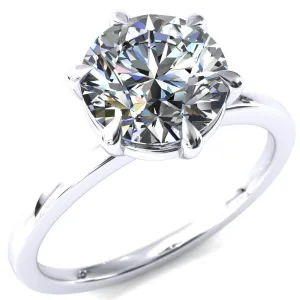 Lyla Round Center Stone 6 Claw Prong Single Rail Solitaire Ring