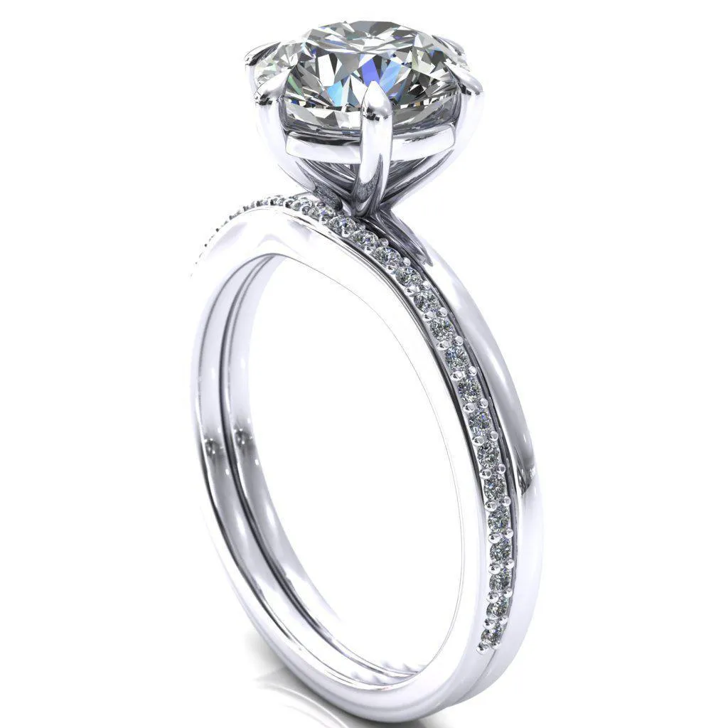 Lyla Round Center Stone 6 Claw Prong Single Rail Solitaire Ring