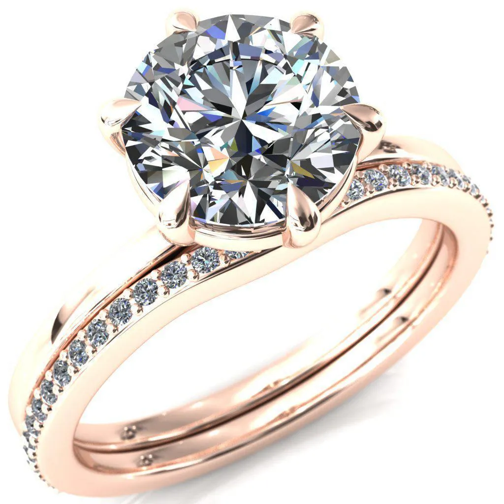 Lyla Round Center Stone 6 Claw Prong Single Rail Solitaire Ring