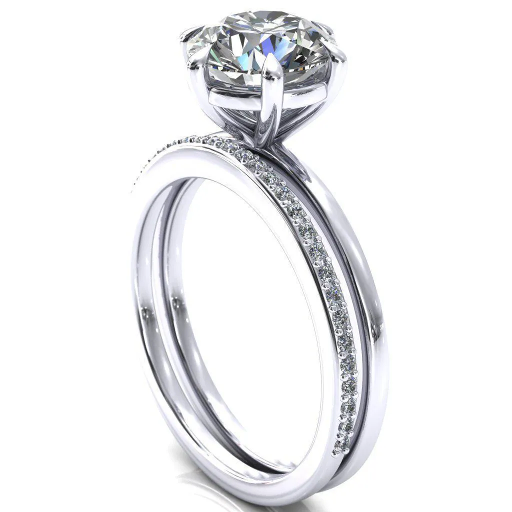 Lyla Round Center Stone 6 Claw Prong Single Rail Solitaire Ring