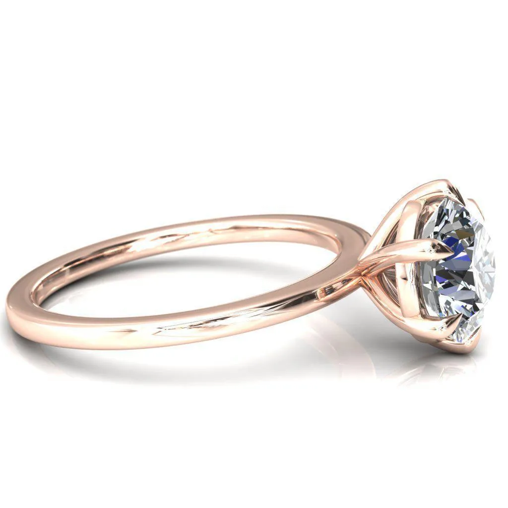 Lyla Round Center Stone 6 Claw Prong Single Rail Solitaire Ring