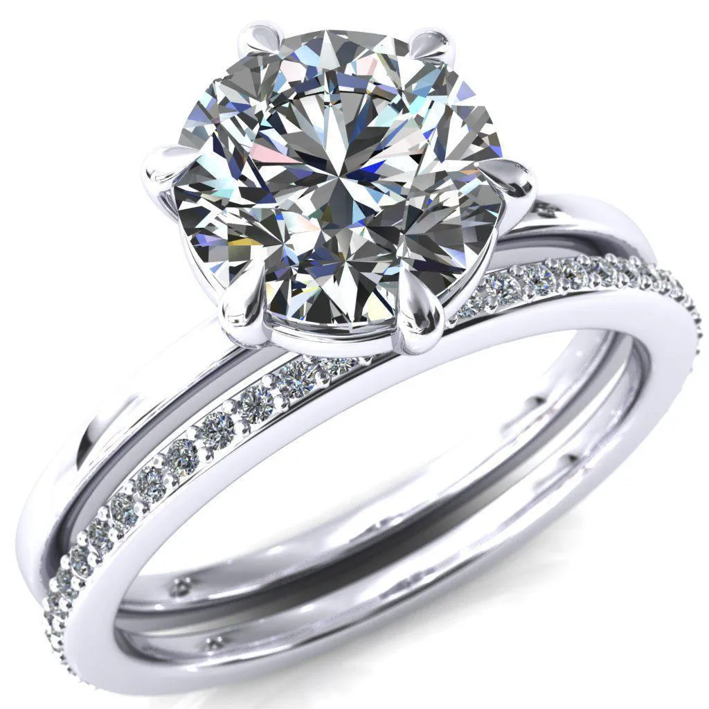 Lyla Round Center Stone 6 Claw Prong Single Rail Solitaire Ring