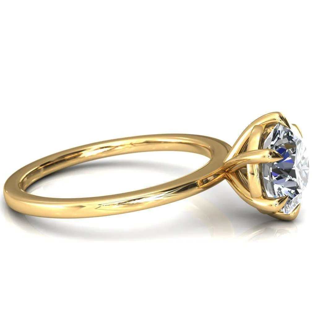 Lyla Round Center Stone 6 Claw Prong Single Rail Solitaire Ring