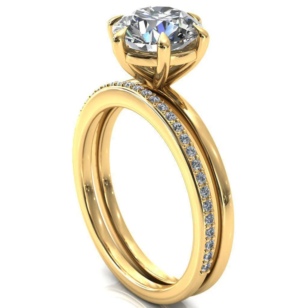 Lyla Round Center Stone 6 Claw Prong Single Rail Solitaire Ring