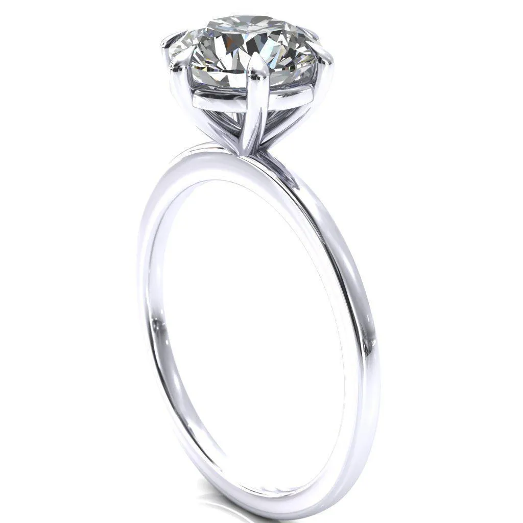 Lyla Round Center Stone 6 Claw Prong Single Rail Solitaire Ring