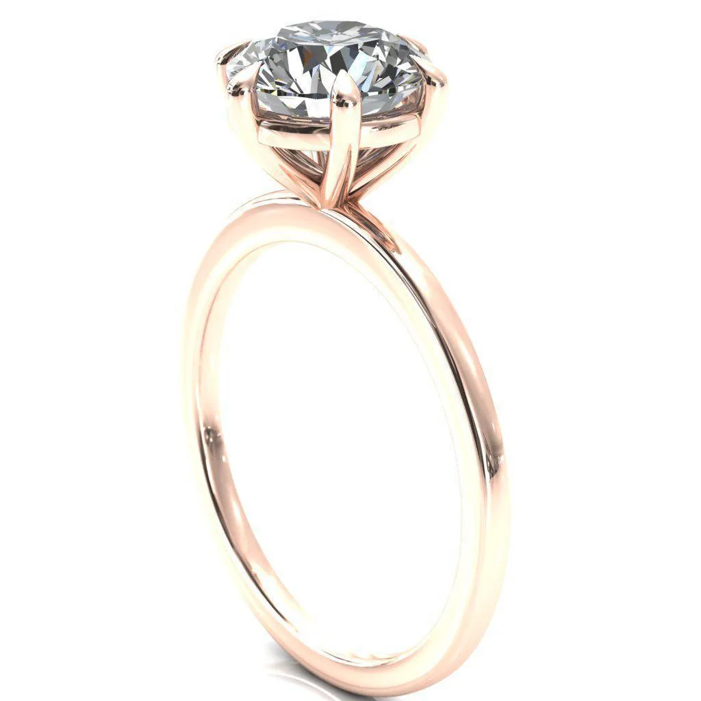 Lyla Round Center Stone 6 Claw Prong Single Rail Solitaire Ring